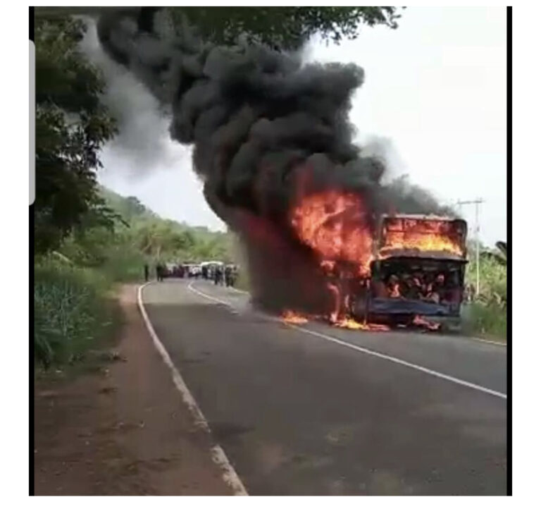 Passengers flee for their lives as Metro Mass Transit bus catches fire on Ho-Tsito road
