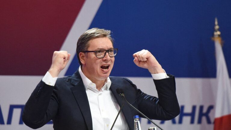 Serbia’s President Vucic performs balancing act as he seeks re-election