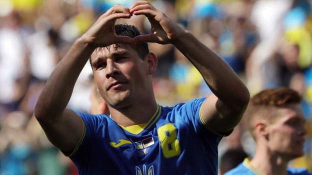 Ukraine celebrates win over Armenia in UEFA nations league