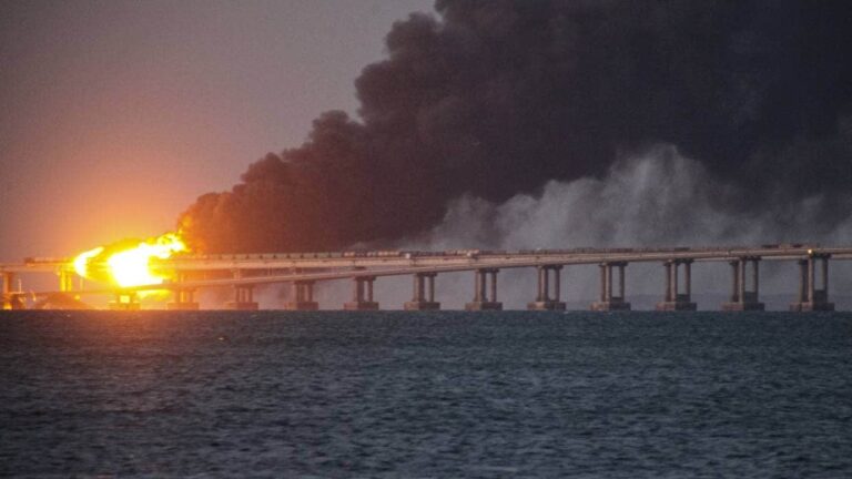 Putin dealt bitter blow as blast cripples key bridge to Crimea