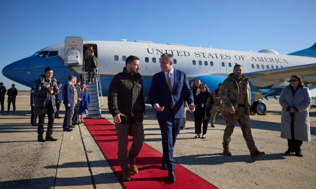 Volodymyr Zelenskiy visits US to shore up support for war effort