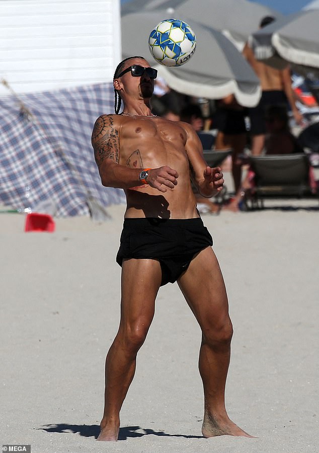 Zlatan Ibrahimovic, 41, shows off his incredible physique in Florida Beach