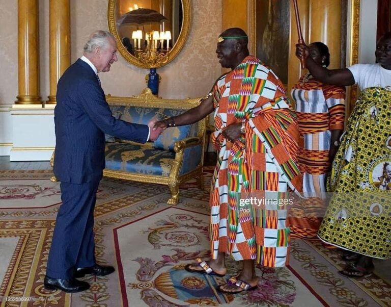 King Charles Welcome Asantehene At Buckingham Palace Ahead Of Coronation