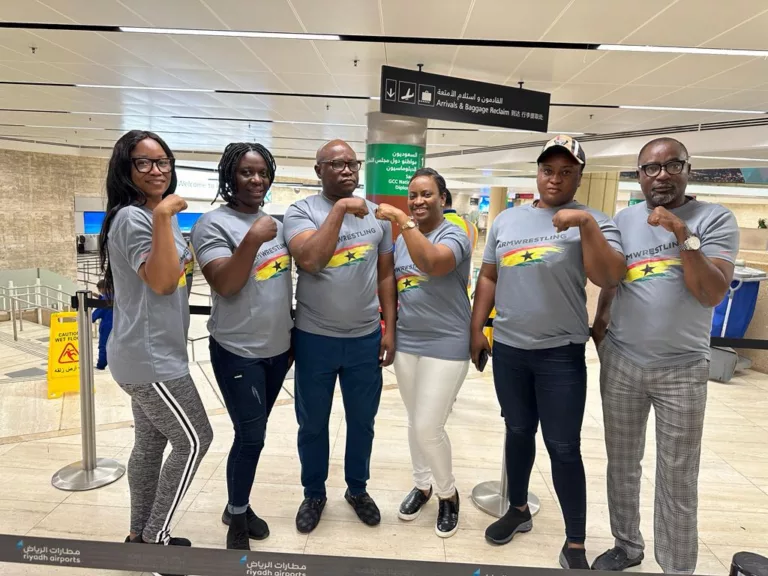 Ghana Arm Wrestling Team In Riyadh, Saudi Arabia For The 2023 World Combat Games.
