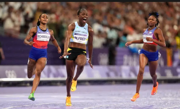 Alfred “Lucian” upset Sha’Carri to win Olympic women 100m race